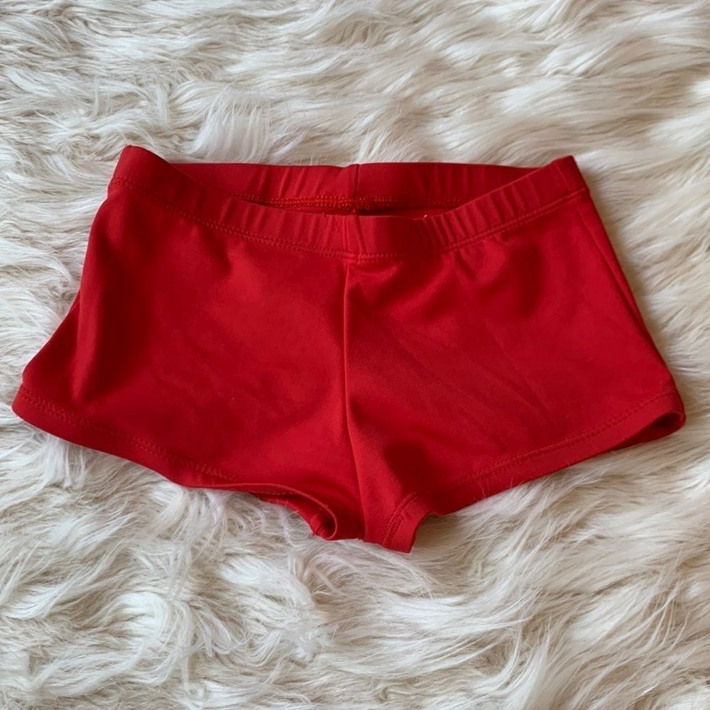 Bright Red Capezio Dance Workout Shorts Size Large Child EUC